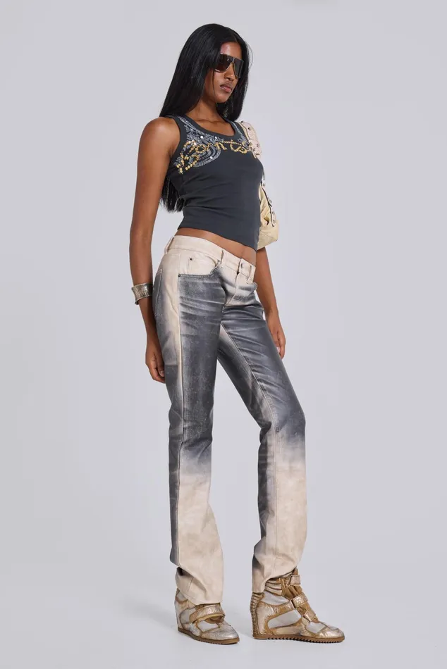 Tops Women Jaded London Airbrush Faux Leather Trousers Jaded London