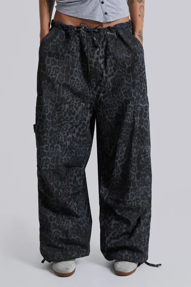 Tops Women Jaded London Charcoal Leopard Parachute Pants