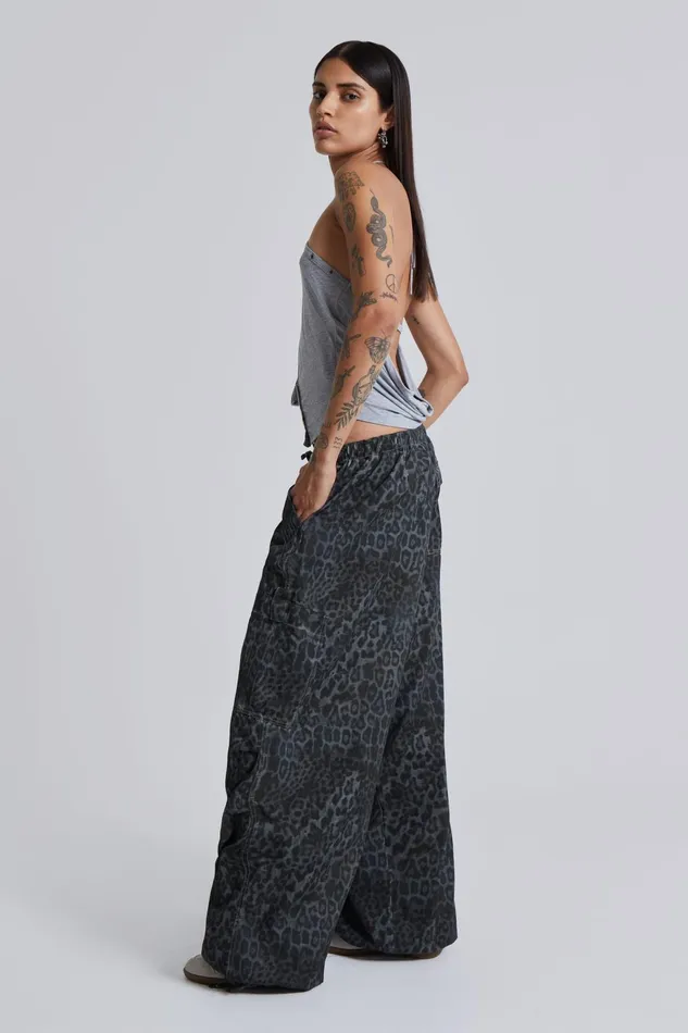 Tops Women Jaded London Charcoal Leopard Parachute Pants