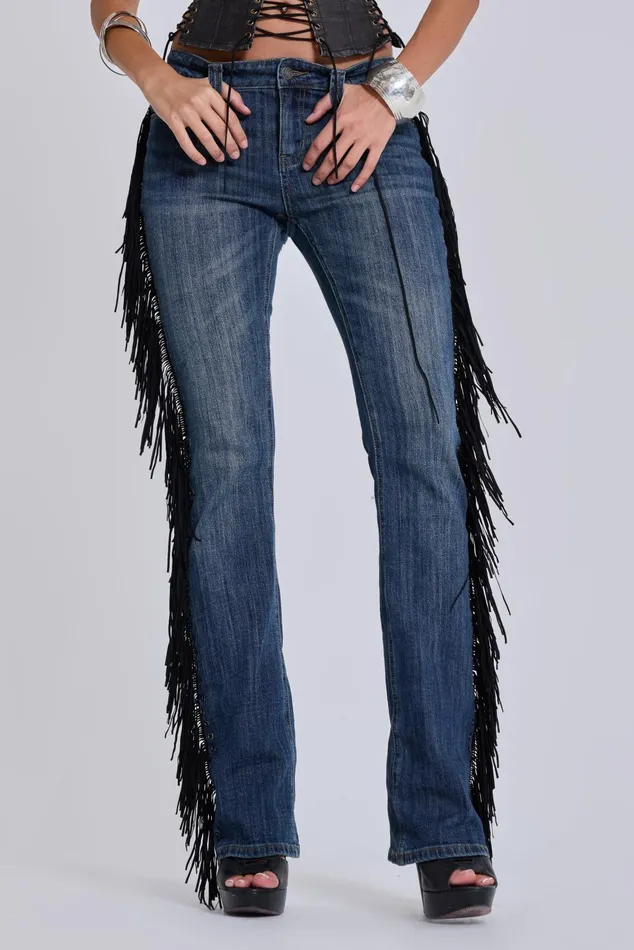 Tops Women Jaded London El Topo Fringe Bootcut Jeans
