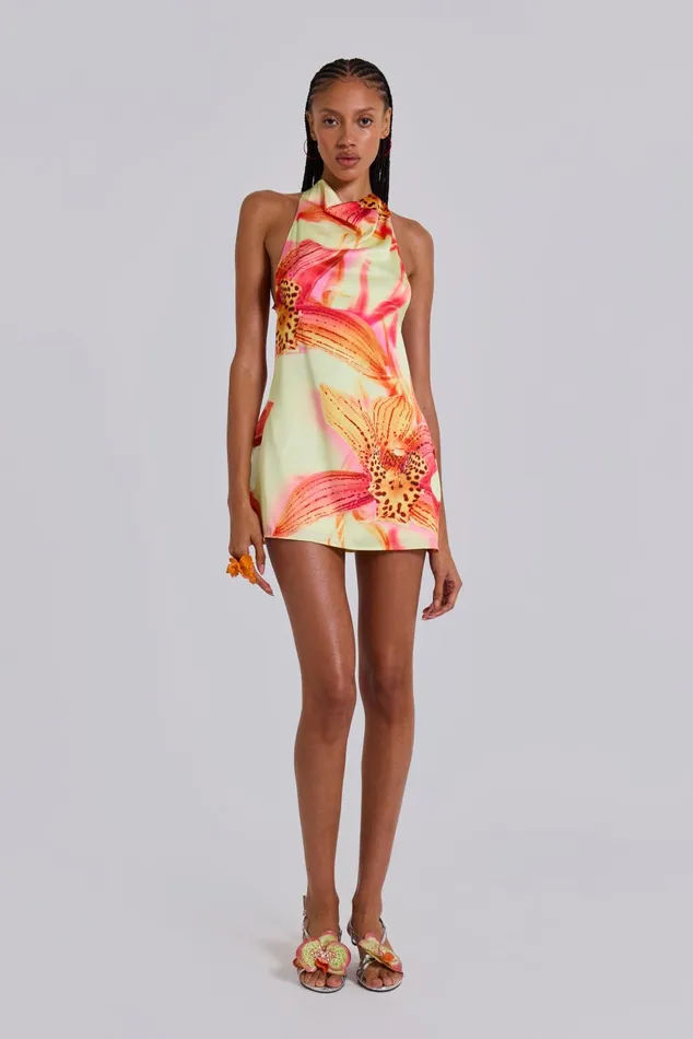 Tops Women Jaded London Lucia Backless Mini Dress With Flower Detail