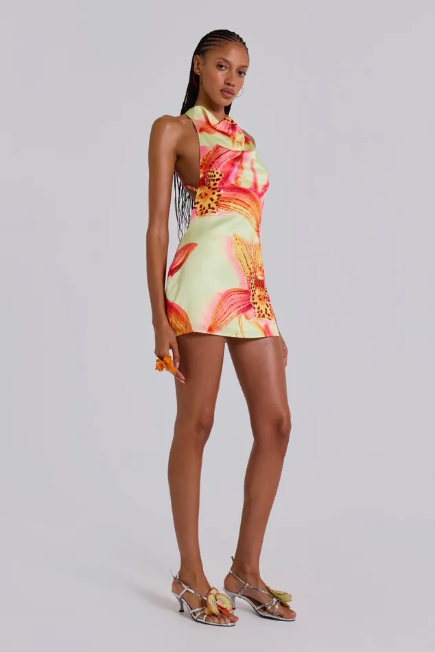 Tops Women Jaded London Lucia Backless Mini Dress With Flower Detail