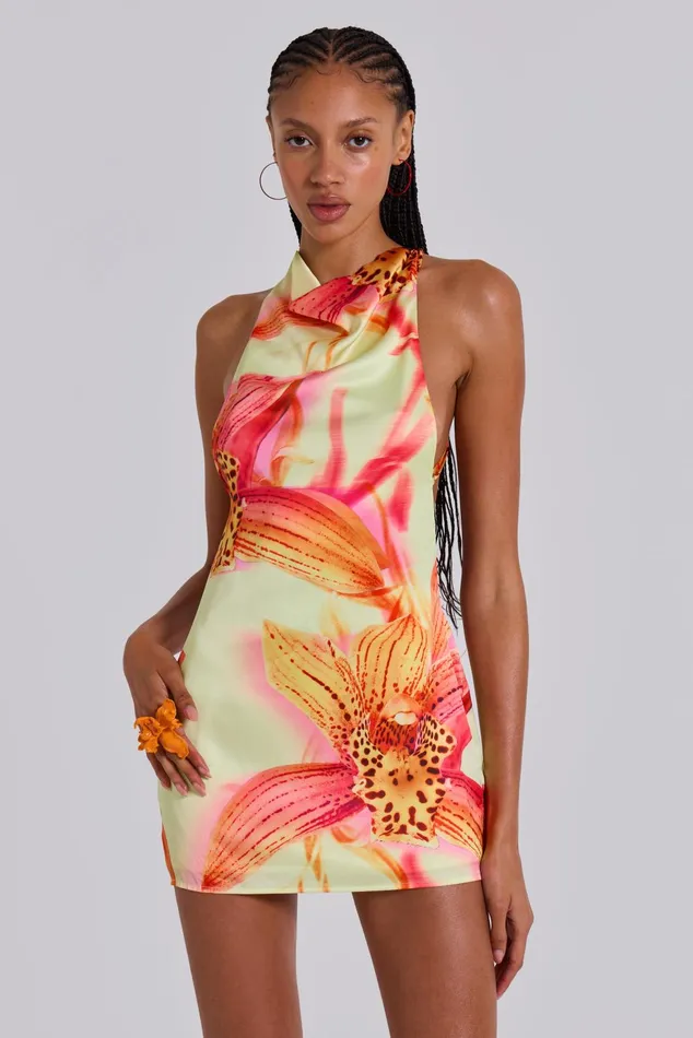 Tops Women Jaded London Lucia Backless Mini Dress With Flower Detail