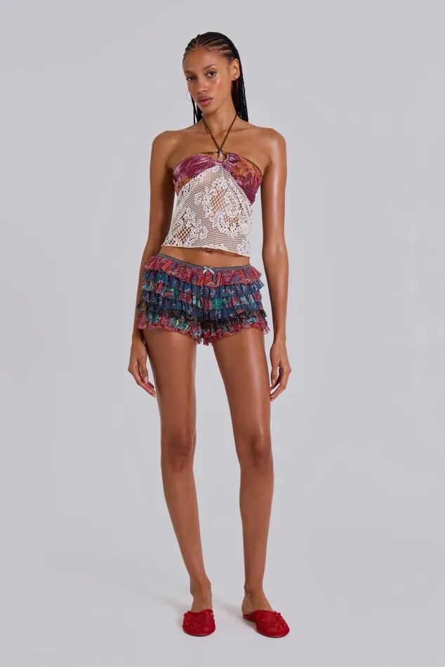 Tops Women Jaded London Paisley Rhea Mesh Bloomer Shorts