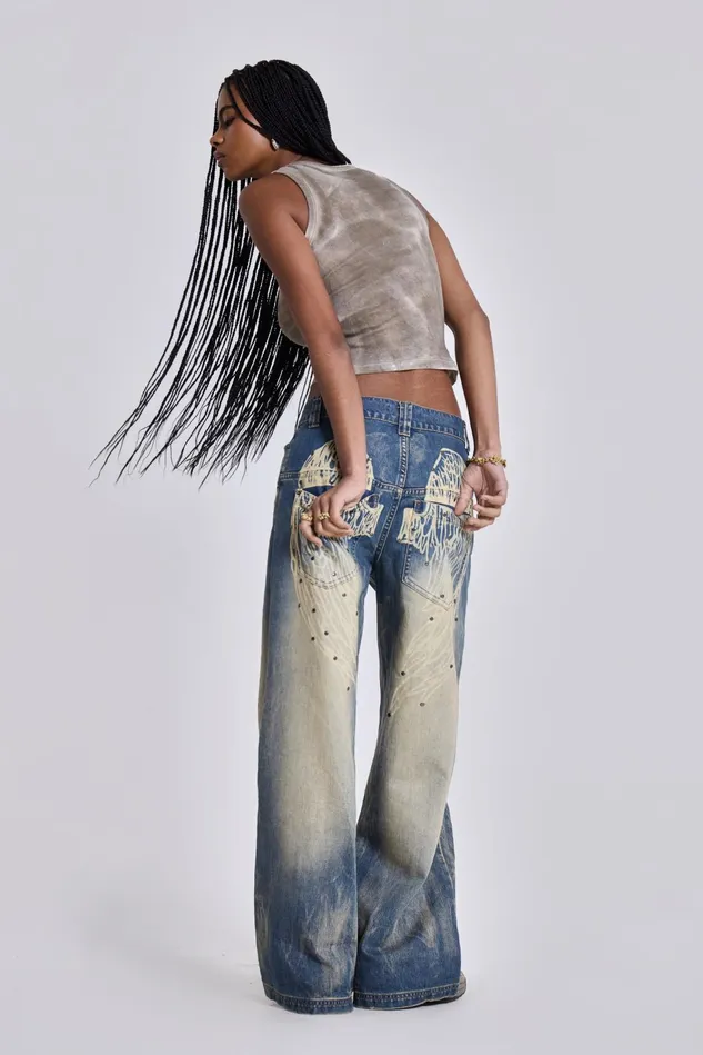 Tops Women Jaded London Shop Blue Ethereal Colossus Jeans