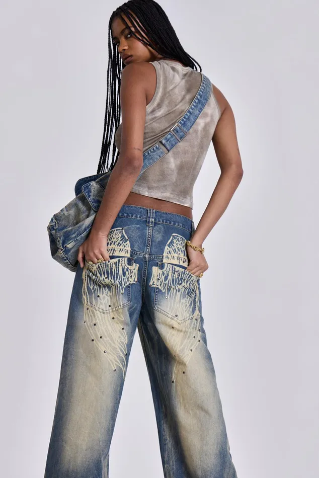 Tops Women Jaded London Shop Blue Ethereal Colossus Jeans