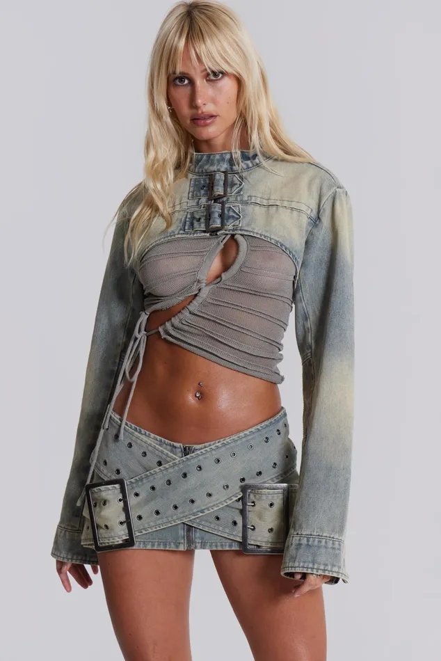 Tops Women Jaded London Shop Denim Assassin Micro Mini Skirt
