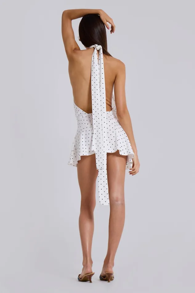 Tops Women Jaded London Shop Enya Backless Mini Dress In Polkadot