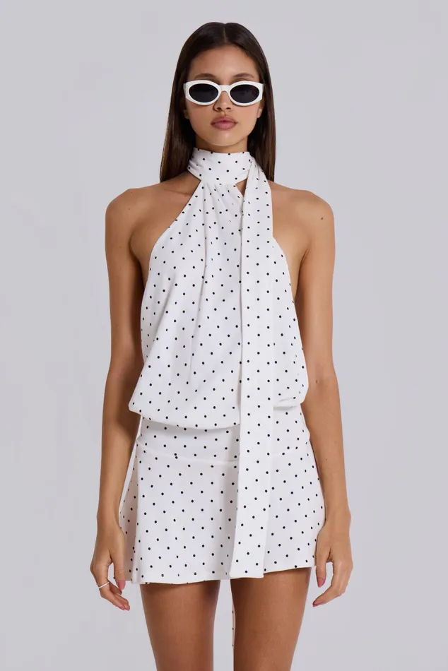Tops Women Jaded London Shop Enya Backless Mini Dress In Polkadot