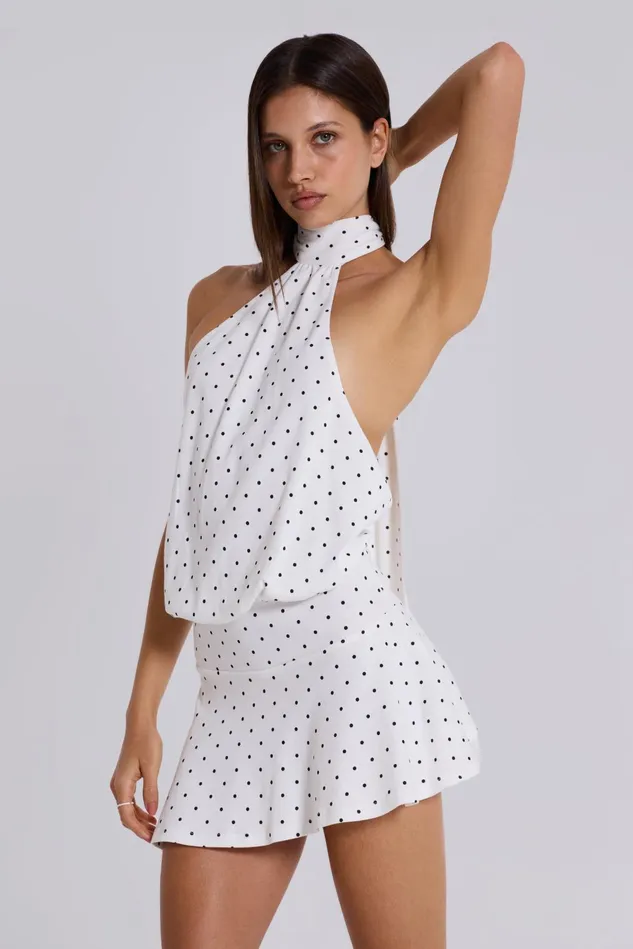 Tops Women Jaded London Shop Enya Backless Mini Dress In Polkadot