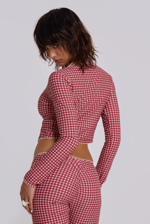 Tops Women Jaded London Shop Freda Gingham Swim Cardigan Top