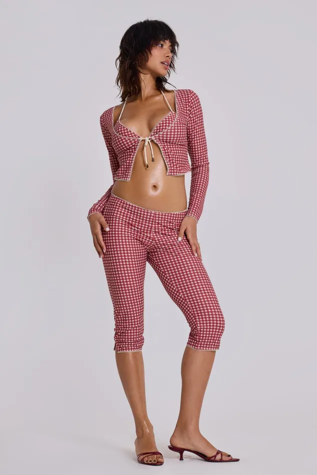 Tops Women Jaded London Shop Freda Gingham Swim Cardigan Top