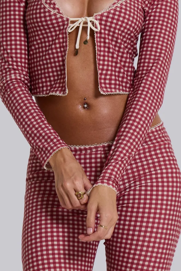 Tops Women Jaded London Shop Freda Gingham Swim Cardigan Top