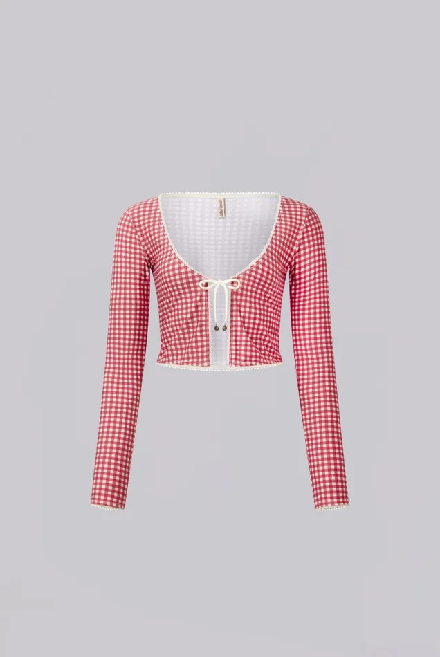 Tops Women Jaded London Shop Freda Gingham Swim Cardigan Top