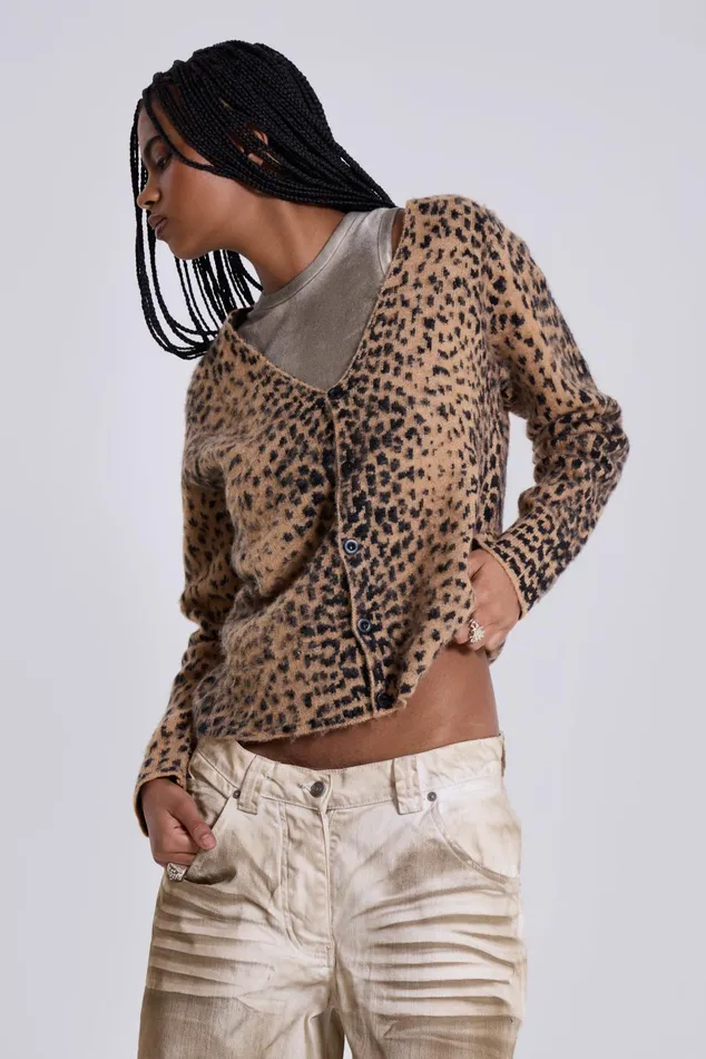 Tops Women Jaded London Shop Leopard Chuck Cardigan