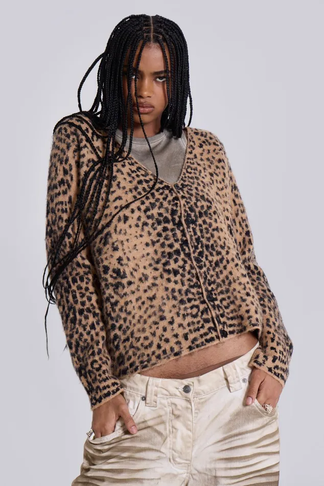 Tops Women Jaded London Shop Leopard Chuck Cardigan