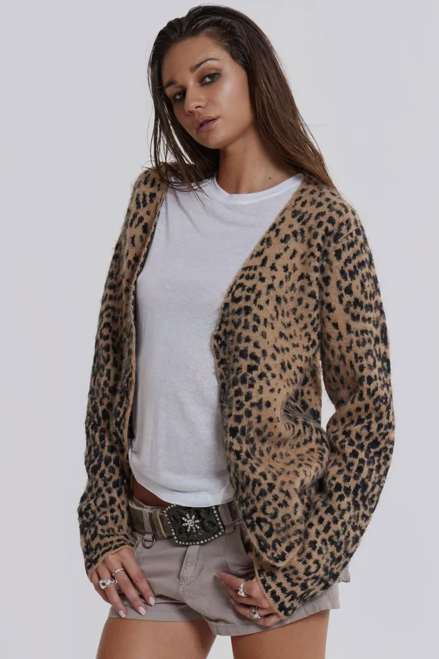 Tops Women Jaded London Shop Leopard Chuck Cardigan