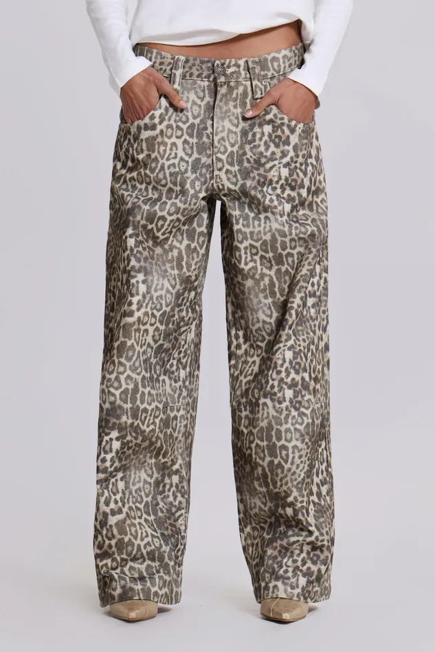 Tops Women Jaded London Shop Leopard Fade Colossus Jeans