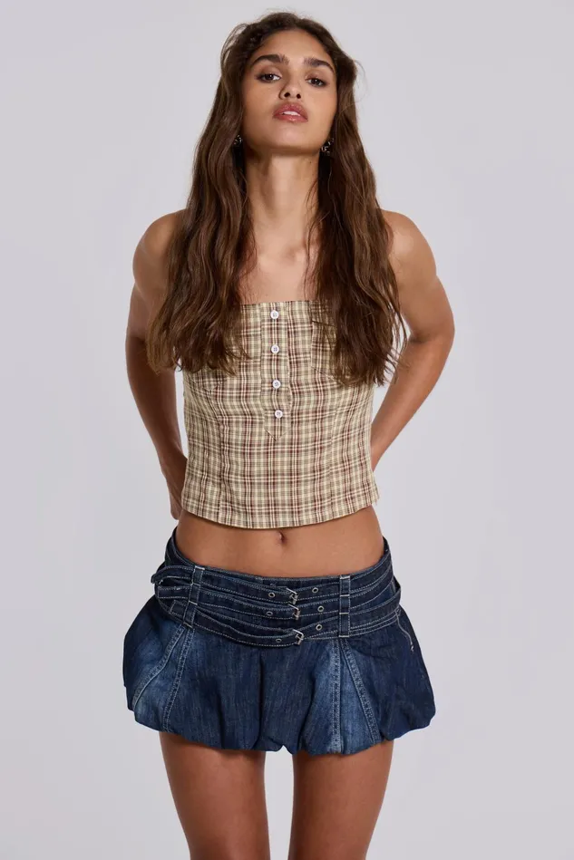 Tops Women Jaded London Shop Lulu Check Corset Top