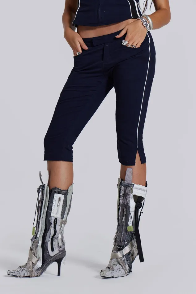 Tops Women Jaded London Shop Racer Capri Trousers In Navy