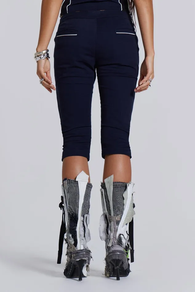 Tops Women Jaded London Shop Racer Capri Trousers In Navy