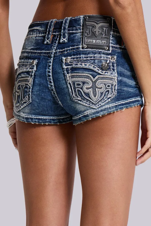 Tops Women Jaded London Shop Rock Revival Denim Mini Shorts