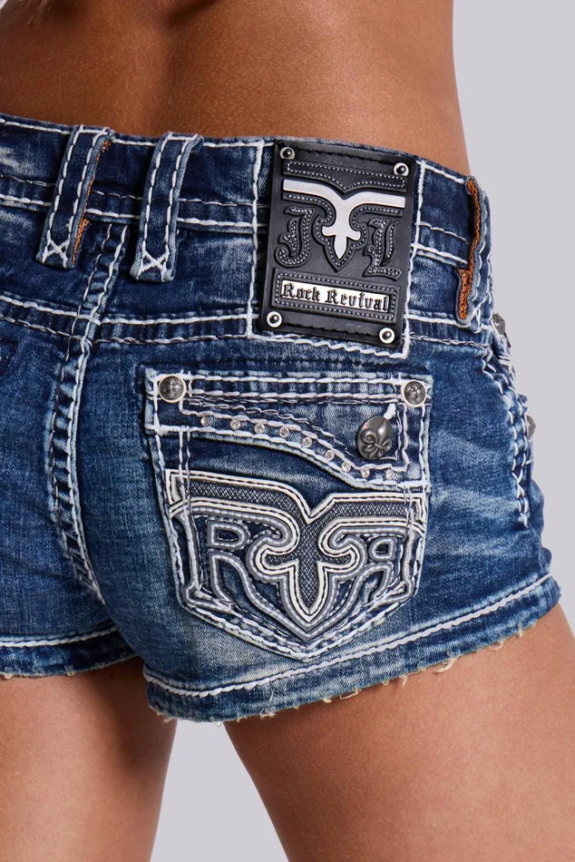 Tops Women Jaded London Shop Rock Revival Denim Mini Shorts