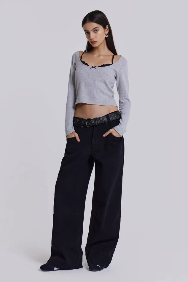 Tops Women Jaded London Shop Solid Black Colossus Jeans