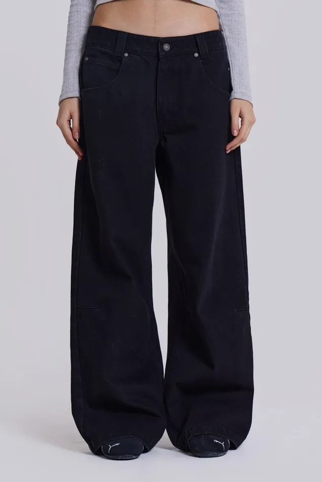 Tops Women Jaded London Shop Solid Black Colossus Jeans