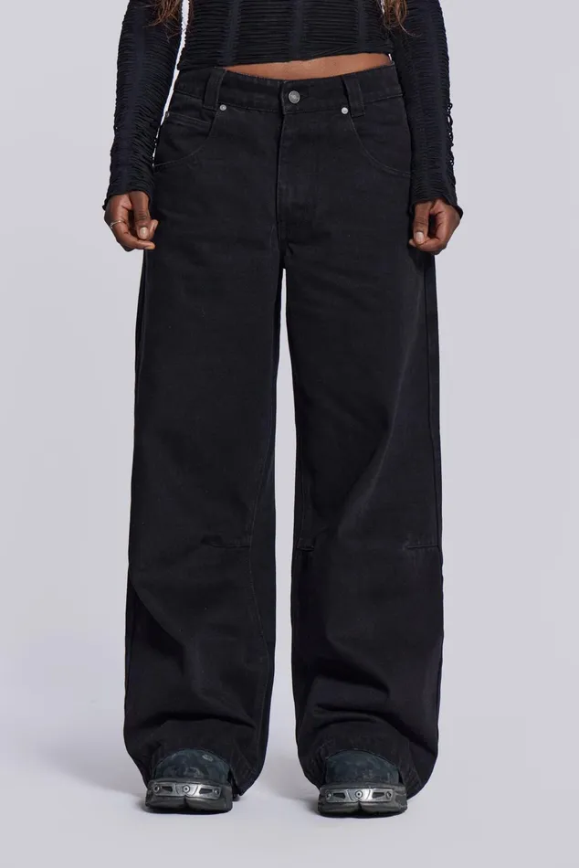 Tops Women Jaded London Shop Solid Black Colossus Jeans