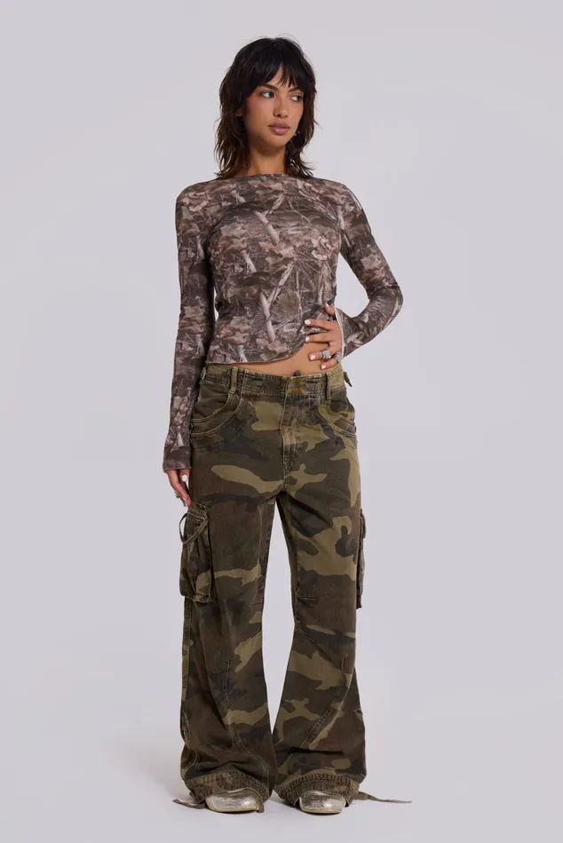 Tops Women Jaded London Shop Trooper Camo Cargo Pant