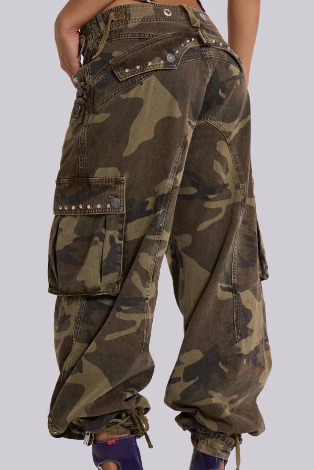 Tops Women Jaded London Shop Trooper Camo Cargo Pant