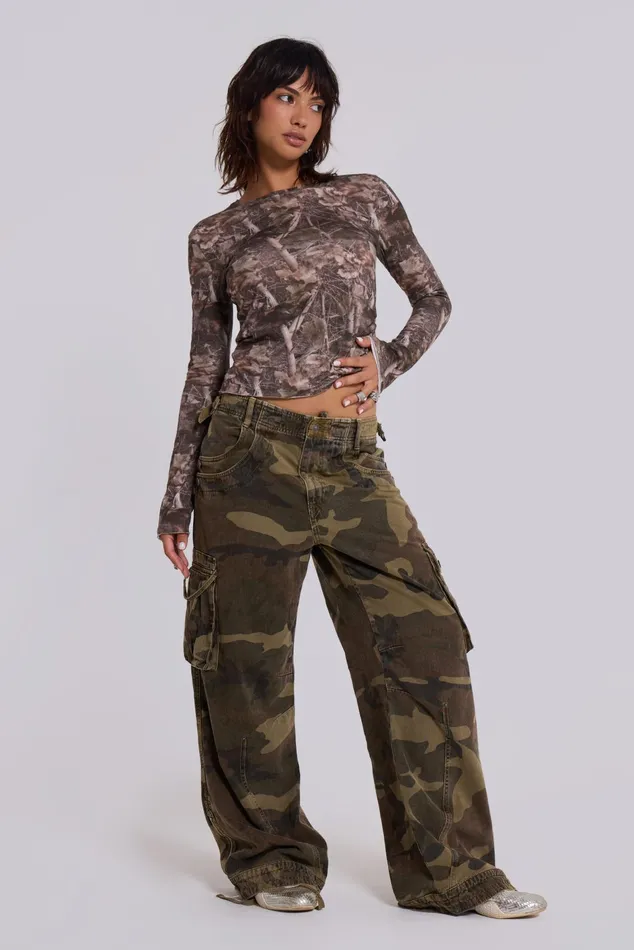 Tops Women Jaded London Shop Trooper Camo Cargo Pant