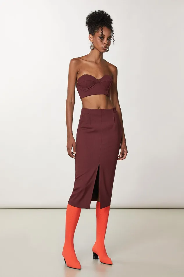 Tops Women Patrizia Pepe Essential Wool Crop Top Organic Purple