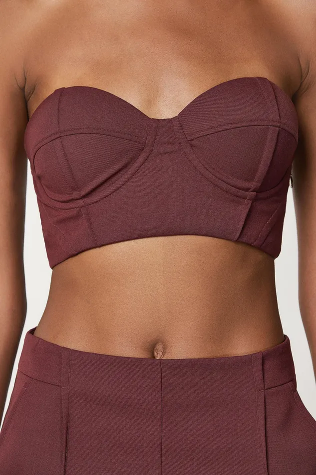 Tops Women Patrizia Pepe Essential Wool Crop Top Organic Purple