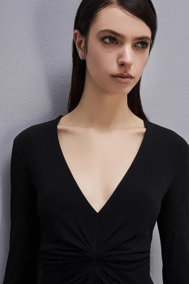 Tops Women Patrizia Pepe LongSleeved Jersey TShirt Nero