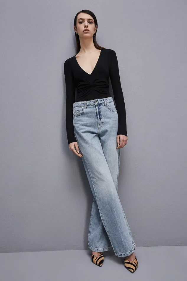 Tops Women Patrizia Pepe LongSleeved Jersey TShirt Nero