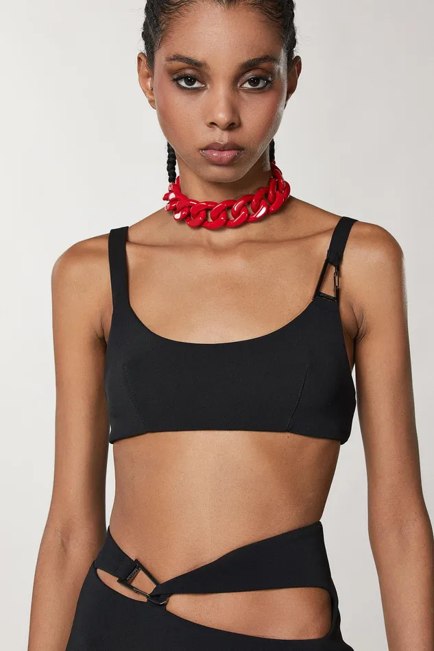 Tops Women Patrizia Pepe Slim Crepe Bra Nero