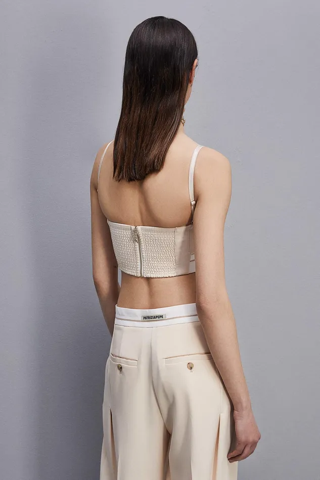 Tops Women Patrizia Pepe Tailored Bustier With Belt Ivory Skin