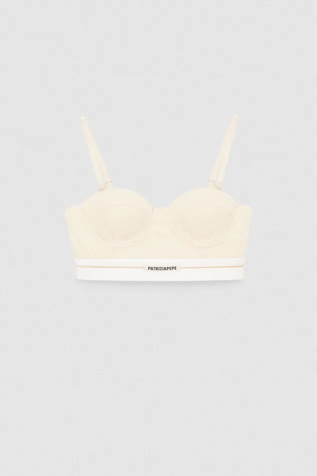 Tops Women Patrizia Pepe Tailored Bustier With Belt Ivory Skin