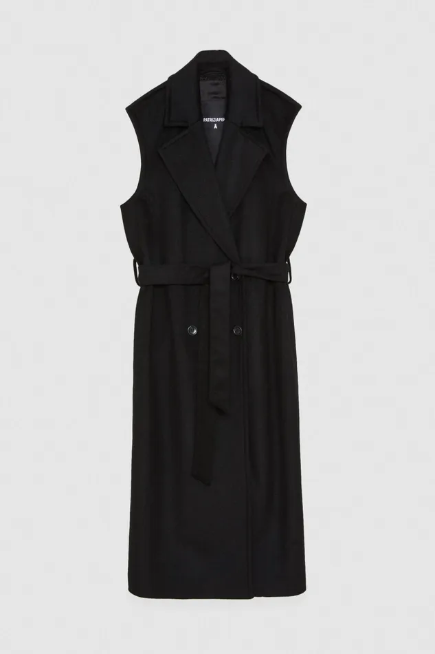 Trench Coats Women Patrizia Pepe DoubleBreasted Sleeveless Gilet Nero