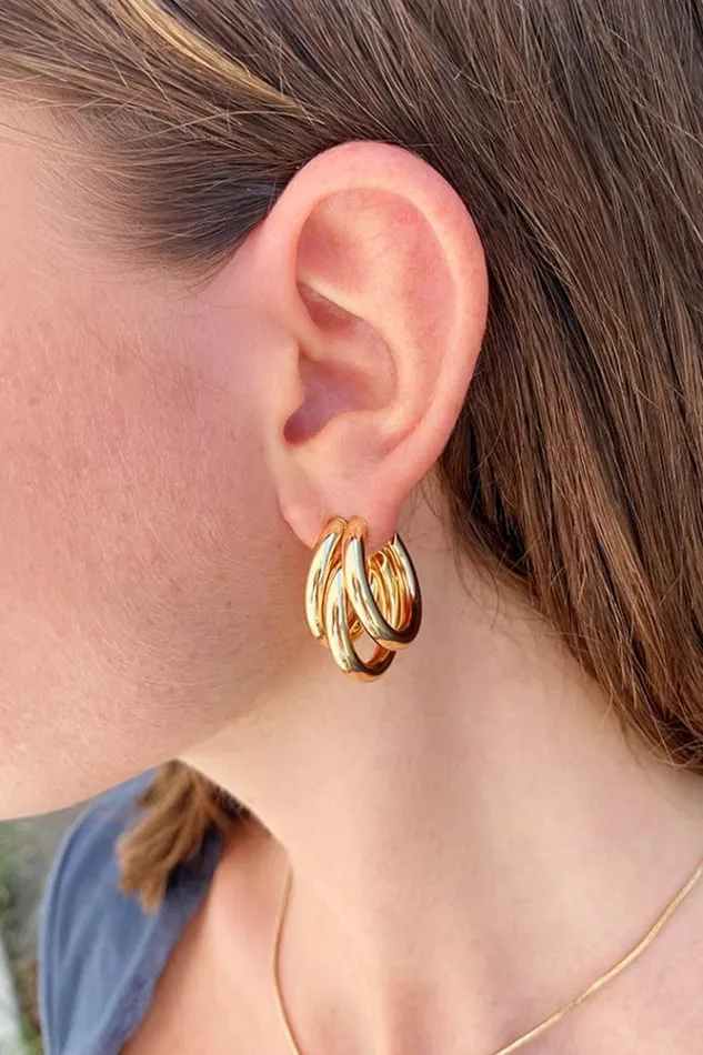 Triple Hoop Earrings Women Subdued Accessories