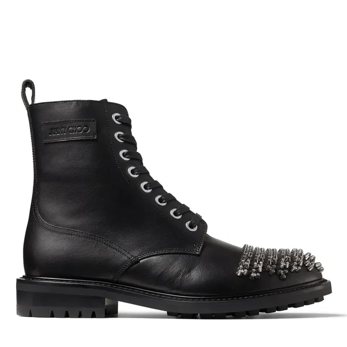 TuringM Black Shiny Vacchetta Boots With Studs Blackgunmetal Men JIMMY CHOO Casual Shoes TuringM Black Shiny Vacchetta Boots With Studs Blackgunmetal Men JIMMY CHOO Casual Shoes
