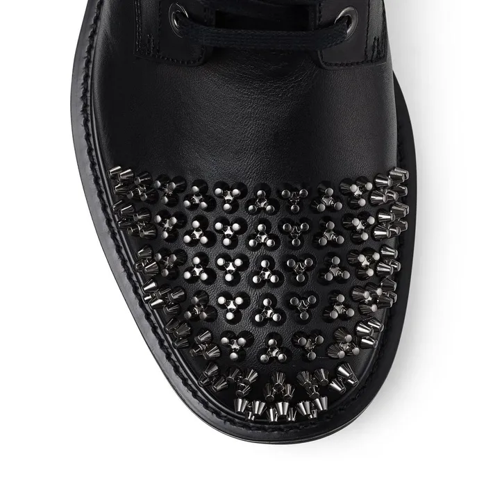 TuringM Black Shiny Vacchetta Boots With Studs Blackgunmetal Men JIMMY CHOO Casual Shoes