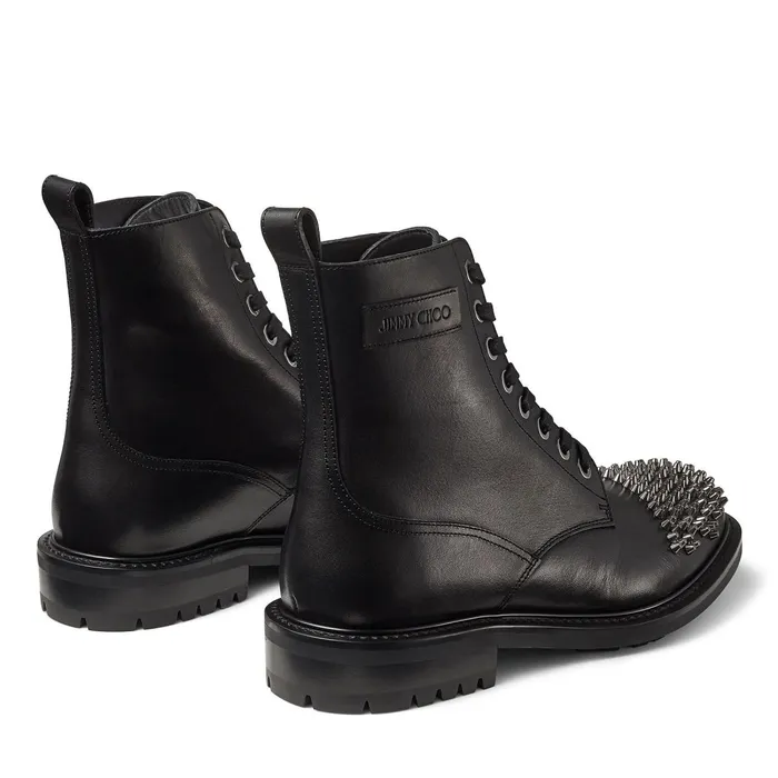 TuringM Black Shiny Vacchetta Boots With Studs Blackgunmetal Men JIMMY CHOO Casual Shoes