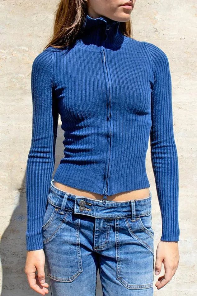 Turtleneck Cardigan Women Subdued Sweaters