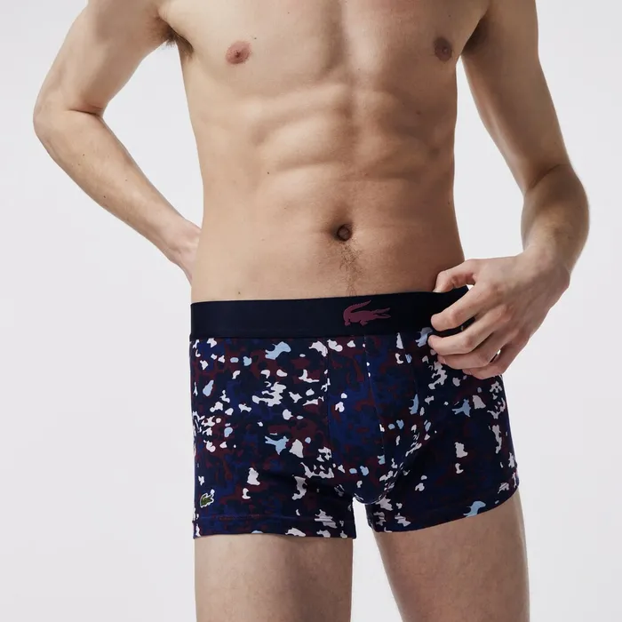Underwear Lacoste Mens Pack Of 3 Casual Boxers BordeauxGrey ChineNavy Blue Outlet