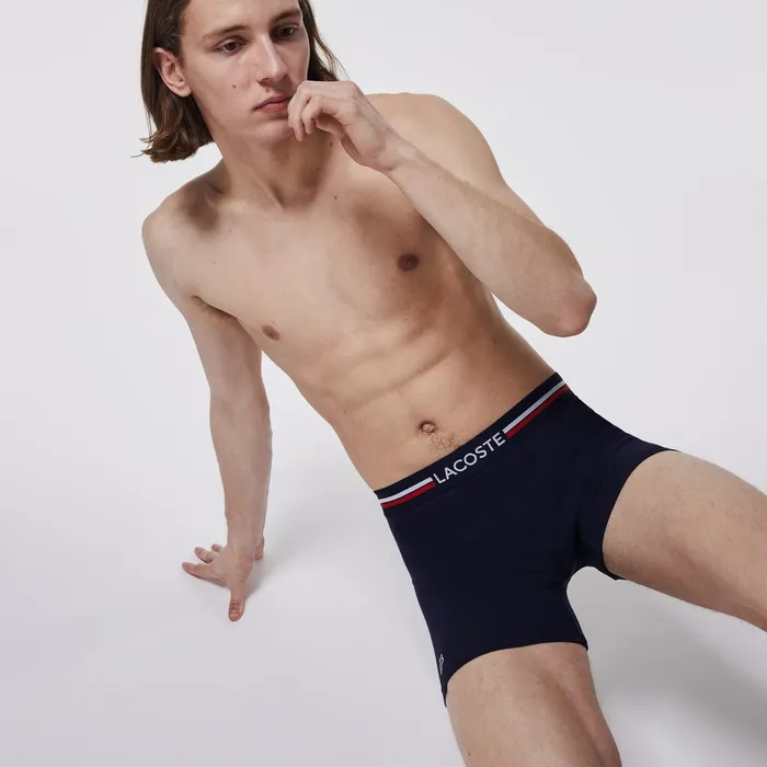 Underwear Lacoste Mens Pack Of 3 Casual Boxers Navy BlueGrey ChineRed Near Me
