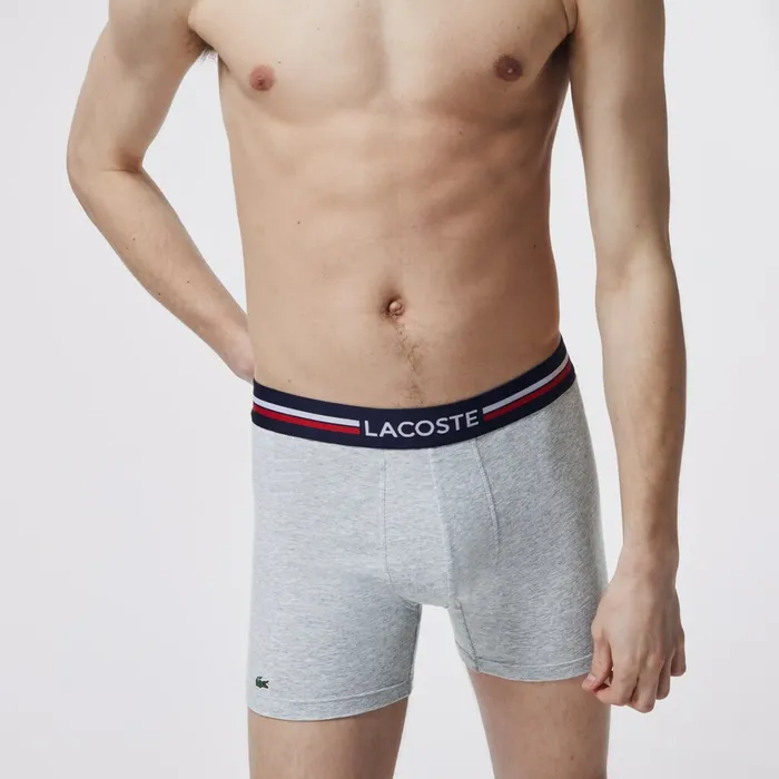 Underwear Lacoste Mens Pack Of 3 Casual Boxers Navy BlueGrey ChineRed Near Me