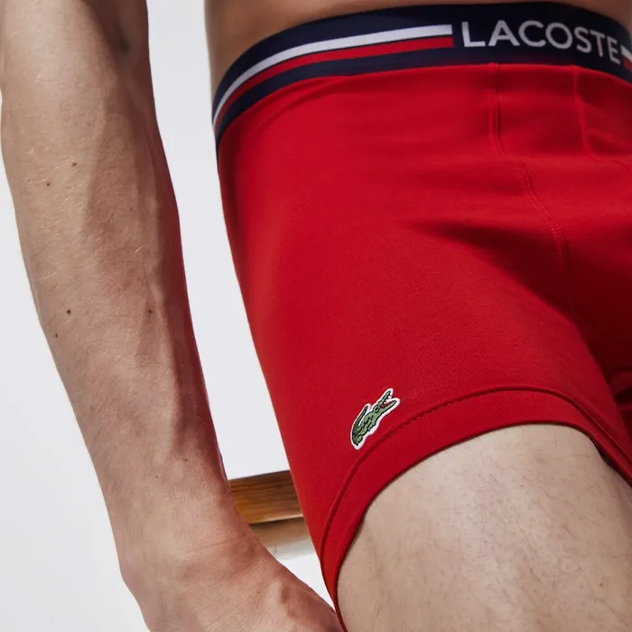 Underwear Lacoste Mens Pack Of 3 Casual Boxers Navy BlueGrey ChineRed Near Me